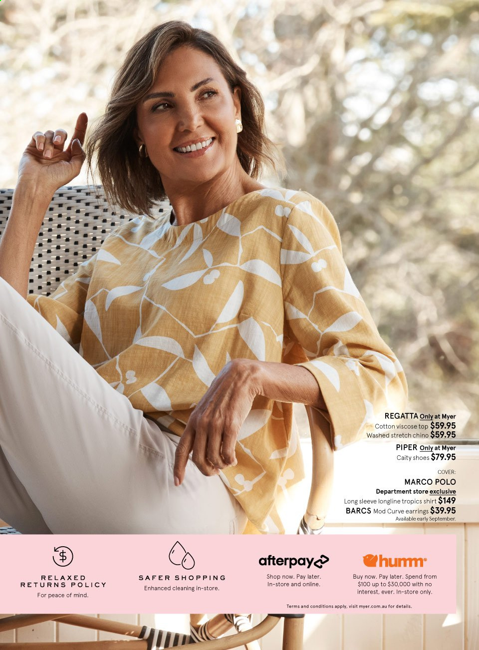 thumbnail - Myer Catalogue - 30 Aug 2021 - 14 Sep 2021 - Sales products - shoes, shirt, earrings. Page 3.
