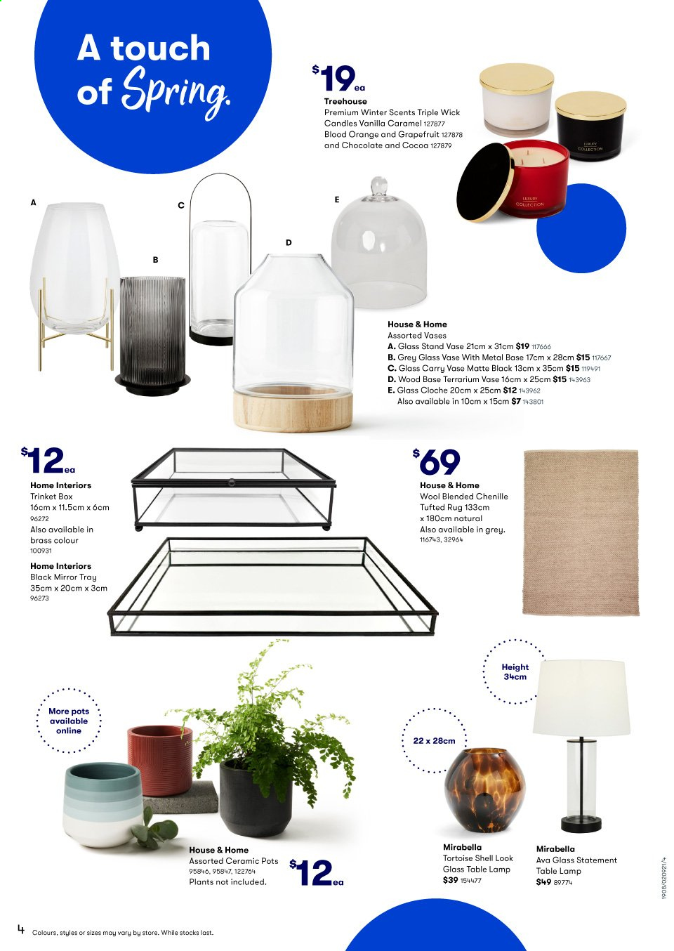 thumbnail - BIG W Catalogue - Sales products - trinket box, tray, pot, candle, terrarium, mirror, vase, lamp, table lamp. Page 4.