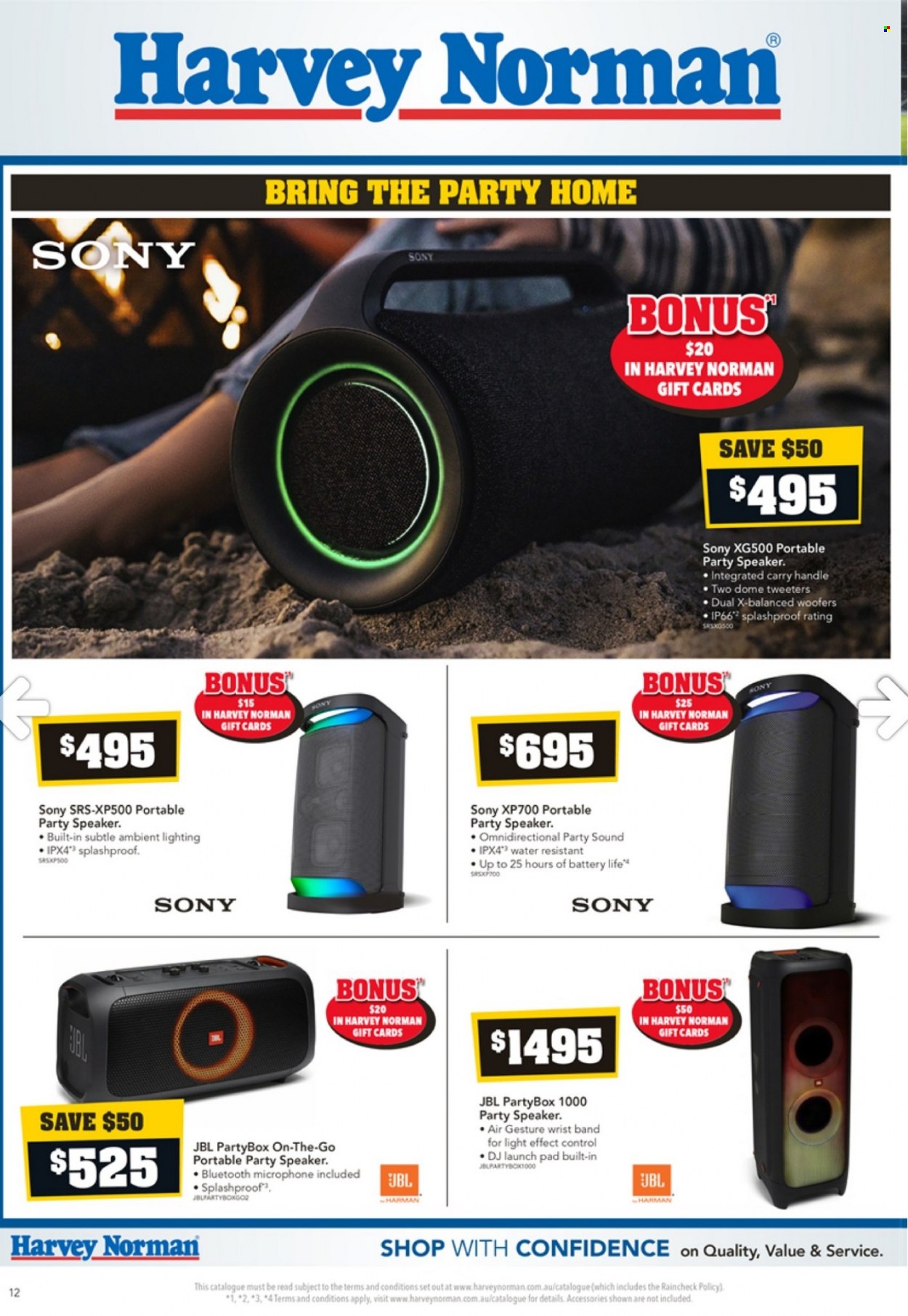 thumbnail - Harvey Norman Catalogue - 9 Sep 2021 - 22 Sep 2021 - Sales products - Sony, speaker, JBL, microphone. Page 12.