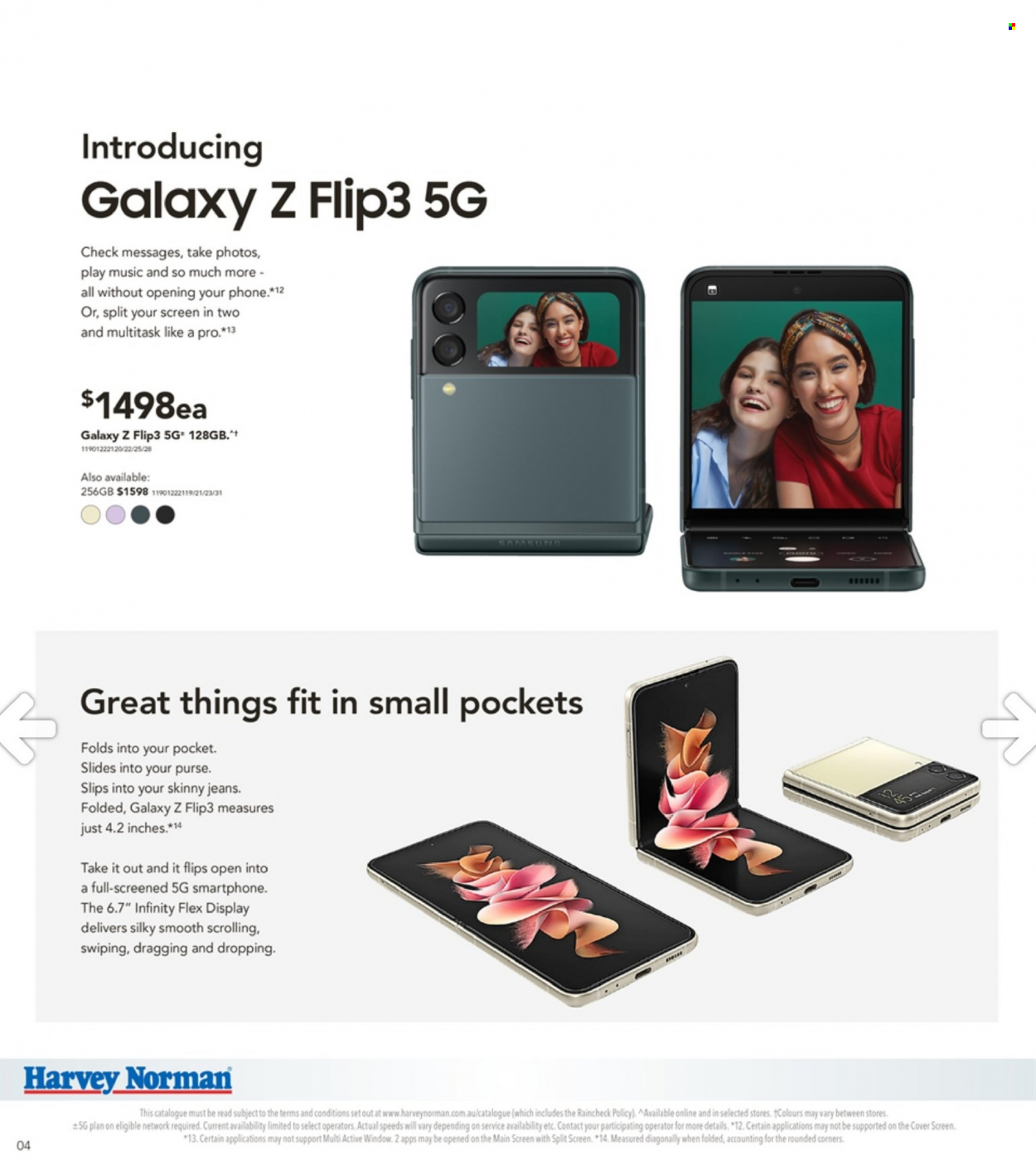 thumbnail - Harvey Norman Catalogue - 10 Sep 2021 - 27 Sep 2021 - Sales products - Samsung Galaxy, smartphone, Samsung Galaxy Z. Page 4.