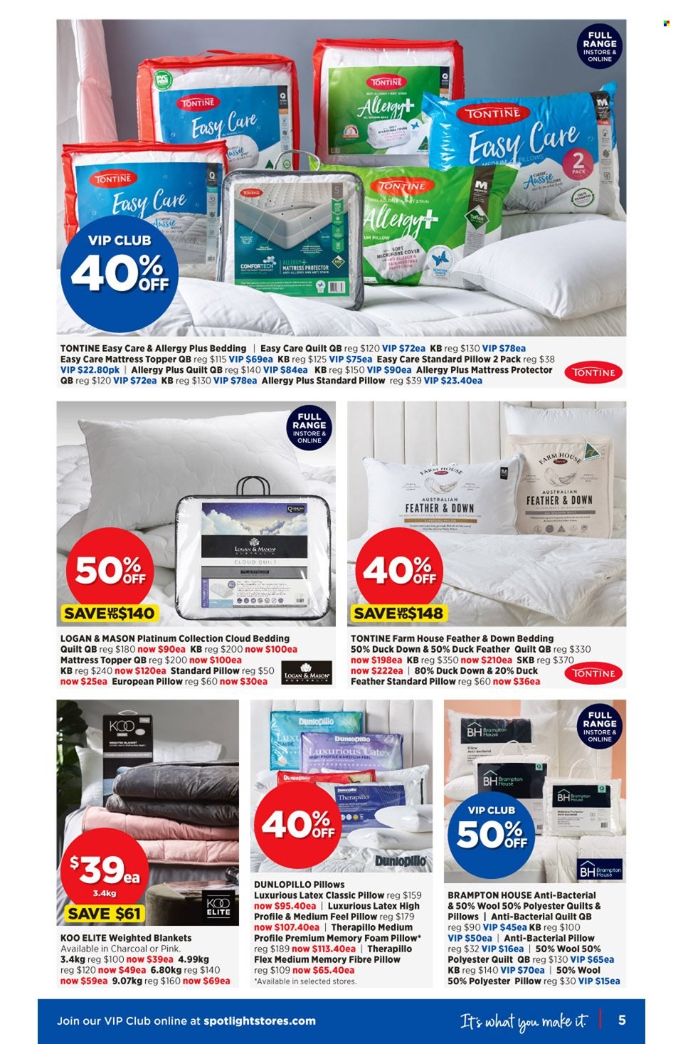 thumbnail - Spotlight Catalogue - 15 Sep 2021 - 26 Sep 2021 - Sales products - bedding, blanket, topper, pillow, quilt, mattress protector, foam pillow. Page 5.