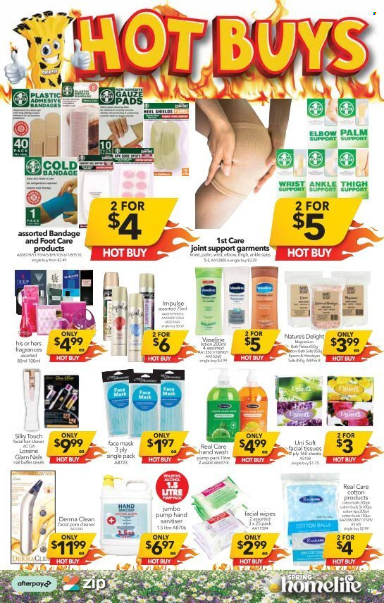 thumbnail - Cheap as Chips Catalogue - 15 Sep 2021 - 21 Sep 2021 - Sales products - wipes, tissues, cotton balls, hand wash, Vaseline, facial tissues, face mask, body lotion, adhesive, pump. Page 21.