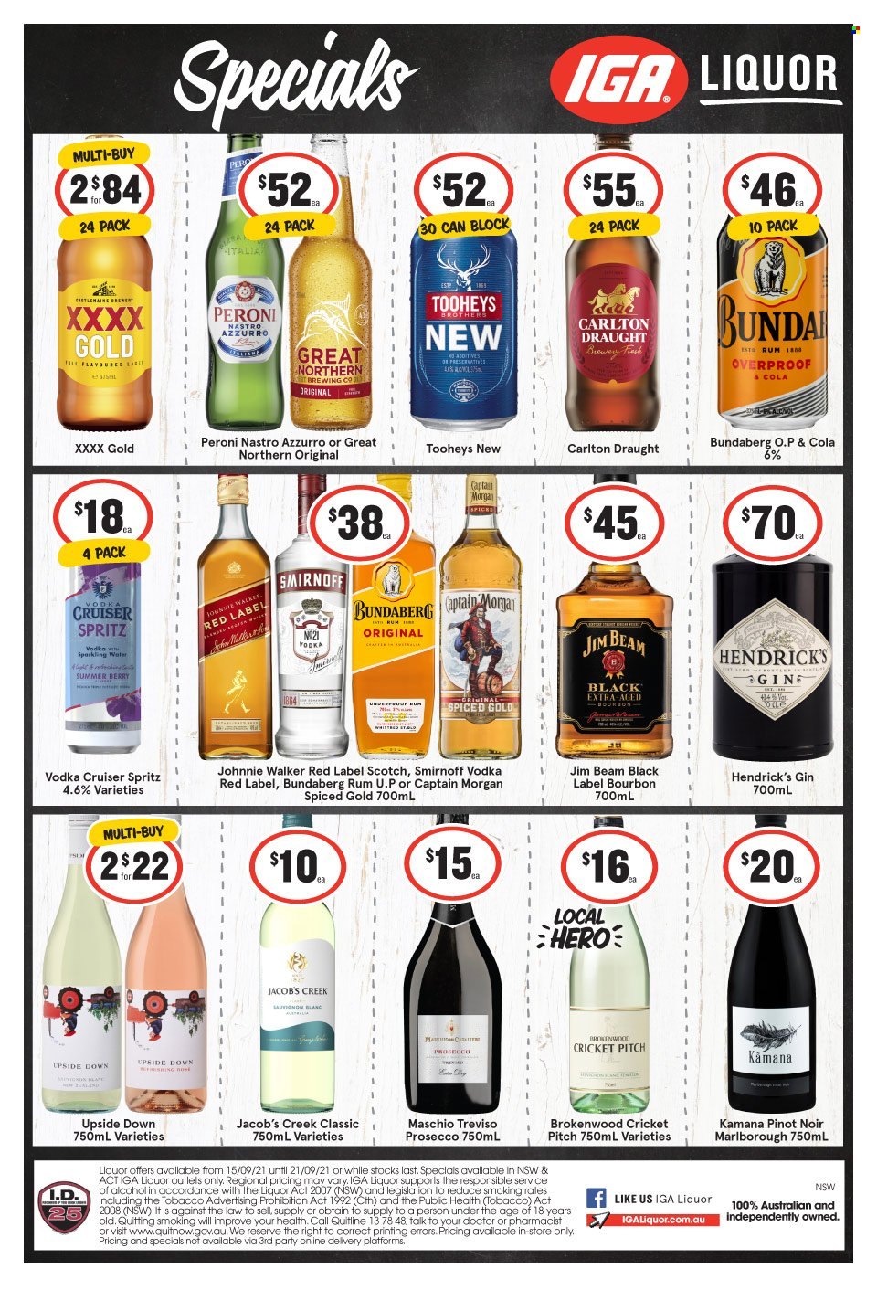 IGA LIQUOR catalogue - 15 Sep 2021 - 21 Sep 2021. Page 1