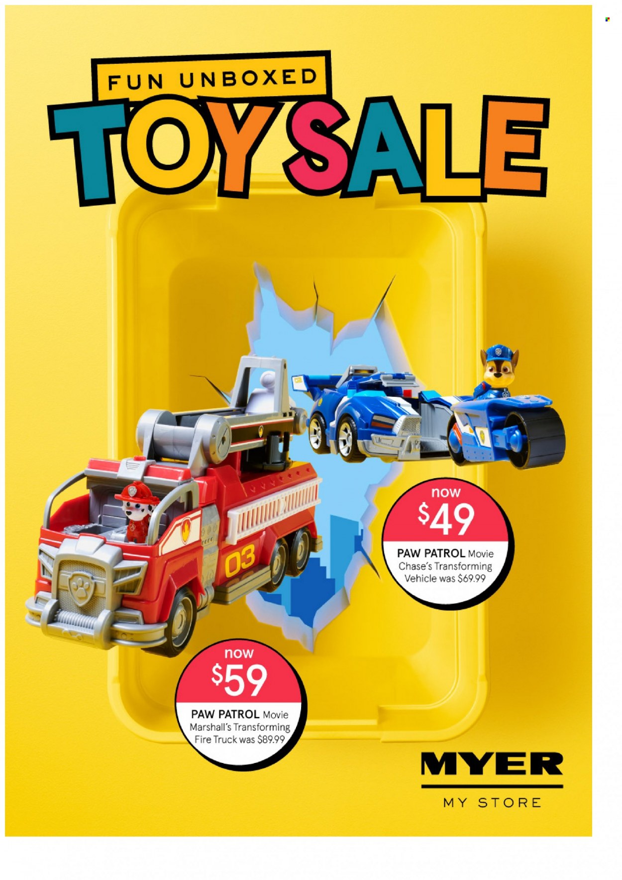 thumbnail - Myer Catalogue - 13 Sep 2021 - 10 Oct 2021 - Sales products - Marshall, Paw Patrol, vehicle. Page 1.