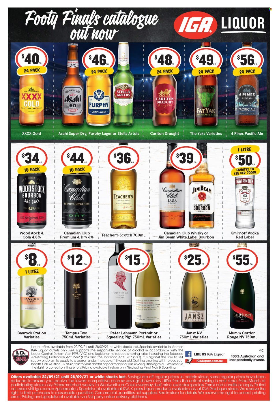 IGA LIQUOR catalogue - 22 Sep 2021 - 28 Sep 2021. Page 1