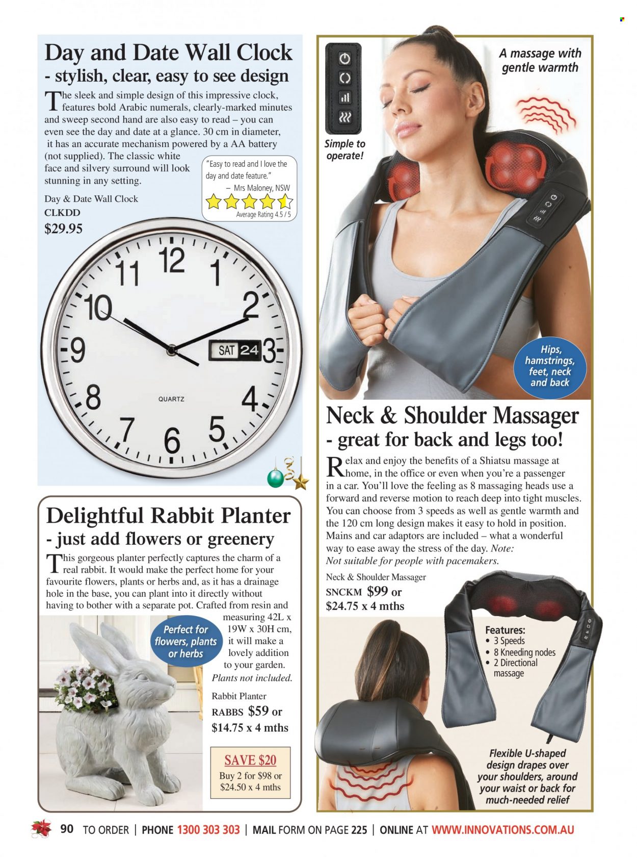thumbnail - Innovations Catalogue - Sales products - clock, pot, rabbit, massager. Page 90.