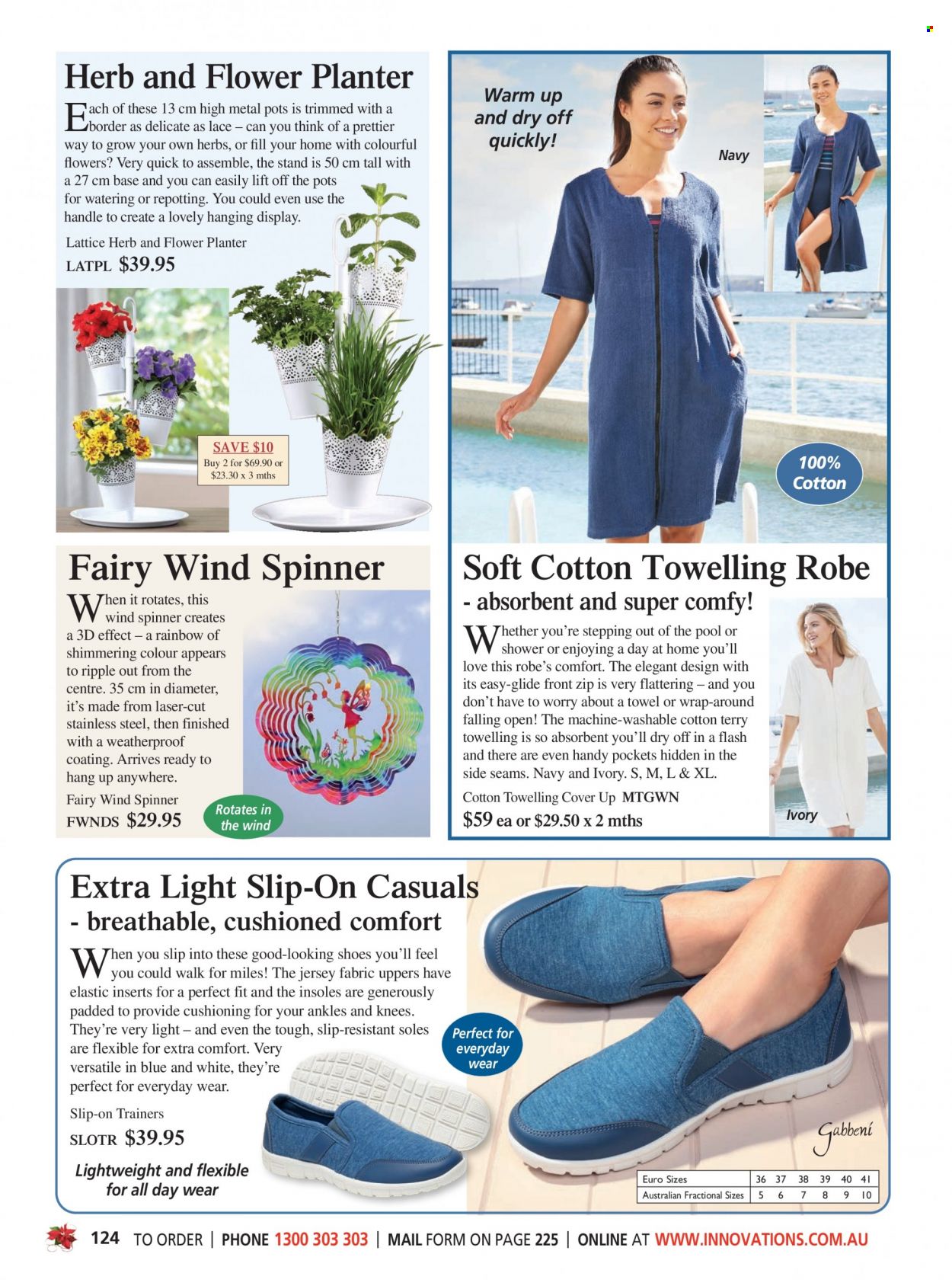 thumbnail - Innovations Catalogue - Sales products - shoes, slip-on shoes, trainers, pot, towel, robe. Page 124.