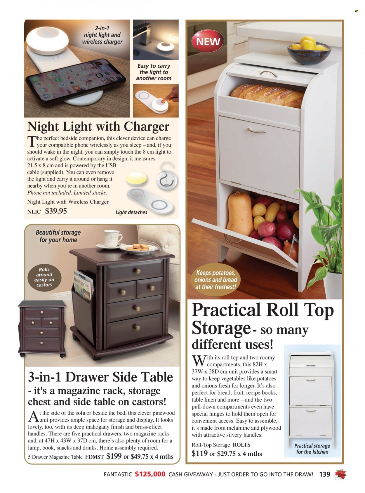thumbnail - Innovations Catalogue - Sales products - book, linens, wireless charger, lamp. Page 139.