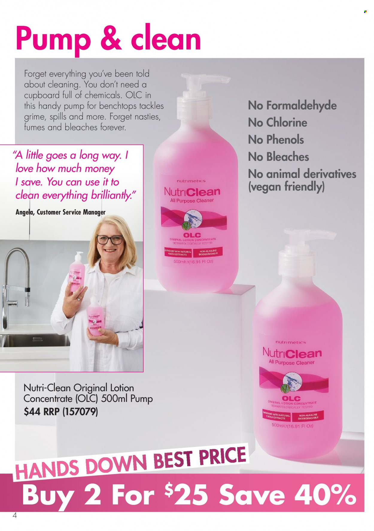 thumbnail - Nutrimetics Catalogue - 16 Sep 2021 - 31 Oct 2021 - Sales products - cleaner, all purpose cleaner, Nutrimetics, body lotion. Page 4.