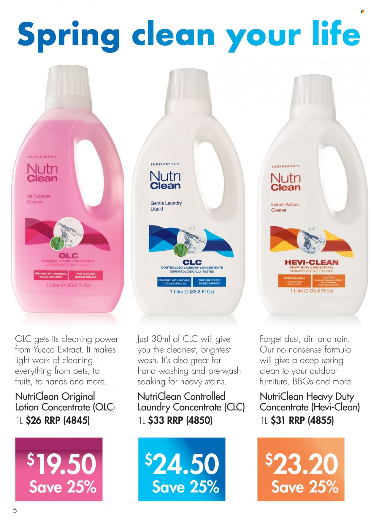 thumbnail - Nutrimetics Catalogue - 16 Sep 2021 - 31 Oct 2021 - Sales products - cleaner, all purpose cleaner, laundry detergent, Nutrimetics, body lotion. Page 6.