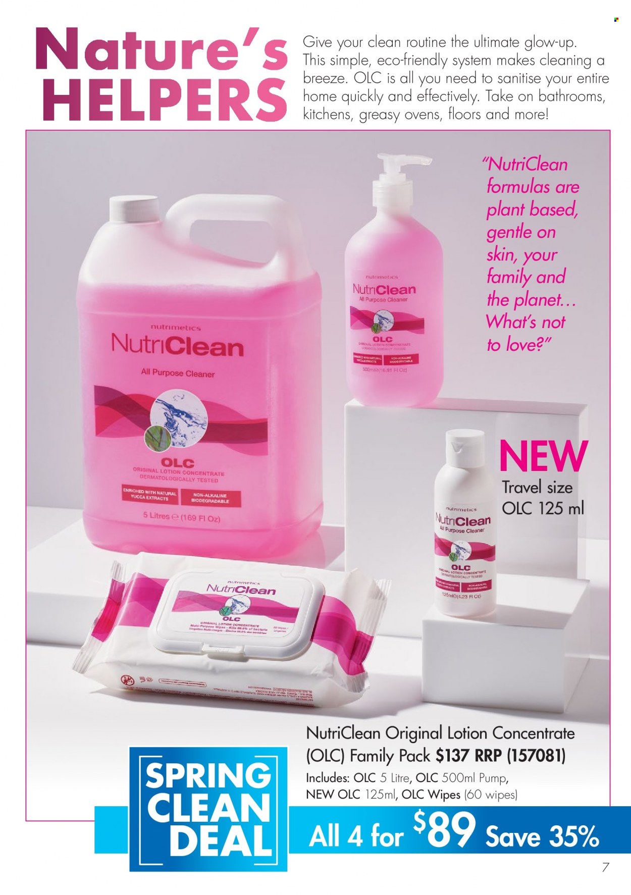 thumbnail - Nutrimetics Catalogue - 16 Sep 2021 - 31 Oct 2021 - Sales products - wipes, cleaner, all purpose cleaner, Nutrimetics, body lotion. Page 7.