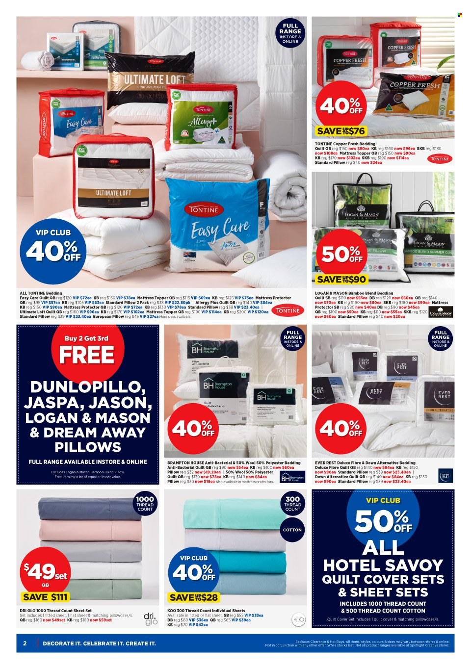 thumbnail - Spotlight Catalogue - 29 Sep 2021 - 10 Oct 2021 - Sales products - bedding, topper, pillow, pillowcase, quilt, mattress protector, quilt cover set. Page 2.