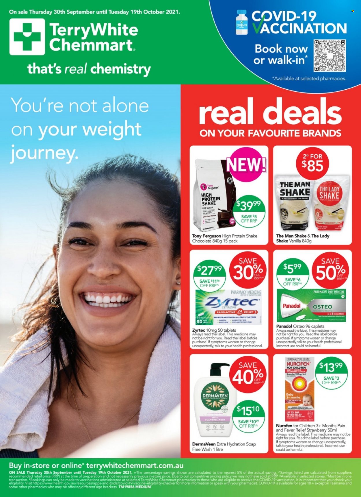 TerryWhite Chemmart Catalogue - 30 Sep 2021 - 19 Oct 2021 - Sales products - soap, Zyrtec, Ibuprofen, Nurofen. Page 1.