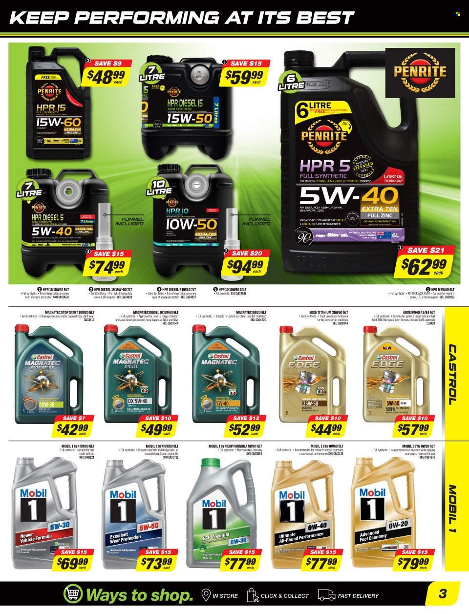 thumbnail - Autobarn Catalogue - 3 Oct 2021 - 24 Oct 2021 - Sales products - vehicle, Penrite, Mobil, Castrol. Page 3.