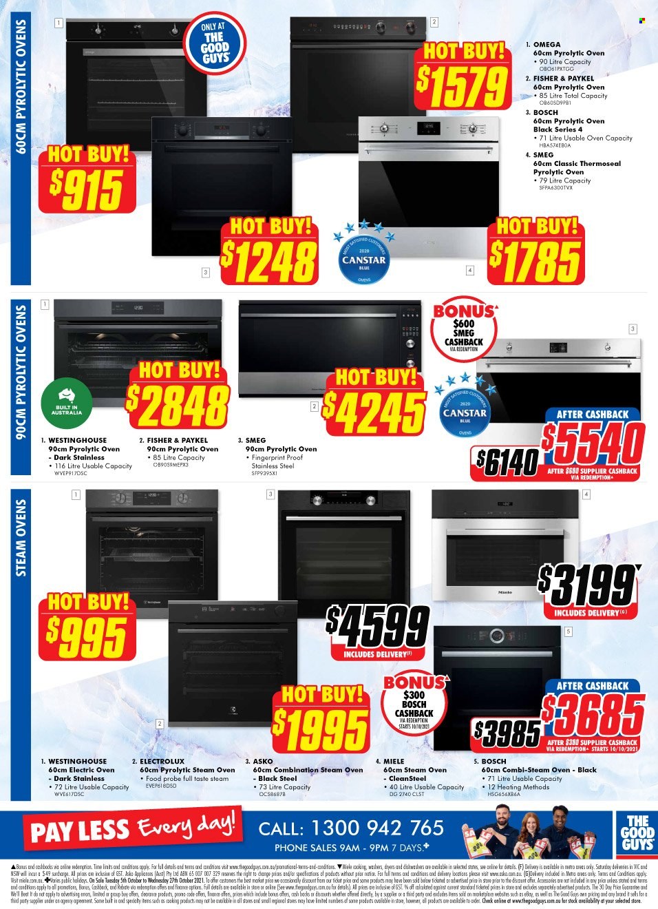 thumbnail - The Good Guys Catalogue - 5 Oct 2021 - 27 Oct 2021 - Sales products - Intel, lid, Smeg, Bosch, Electrolux, Miele, oven. Page 21.