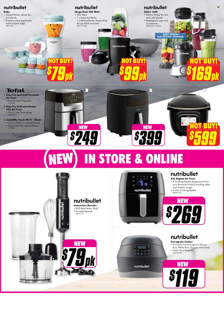 thumbnail - The Good Guys Catalogue - 5 Oct 2021 - 27 Oct 2021 - Sales products - Tefal, basket, pitcher, cup, blender, air fryer, NutriBullet, grill. Page 22.
