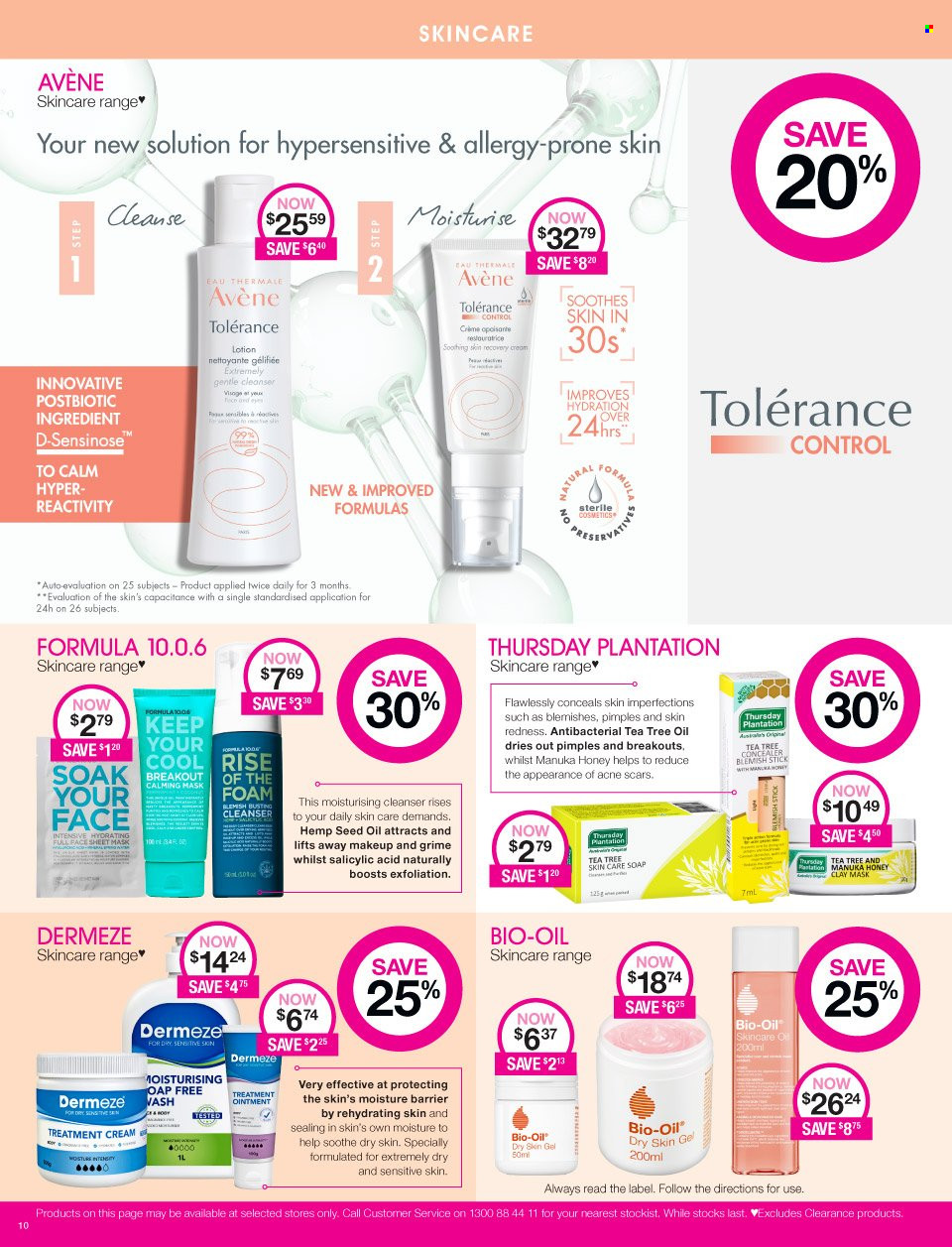 thumbnail - Priceline Pharmacy Catalogue - 7 Oct 2021 - 18 Oct 2021 - Sales products - ointment, soap, cleanser, body lotion, corrector, makeup, tea tree oil. Page 10.