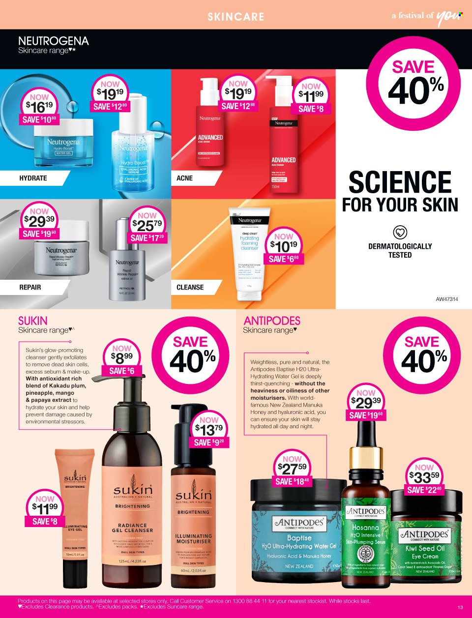 thumbnail - Priceline Pharmacy Catalogue - 7 Oct 2021 - 18 Oct 2021 - Sales products - cleanser, eye gel, Neutrogena, eye cream, Sukin, deodorant, makeup. Page 13.