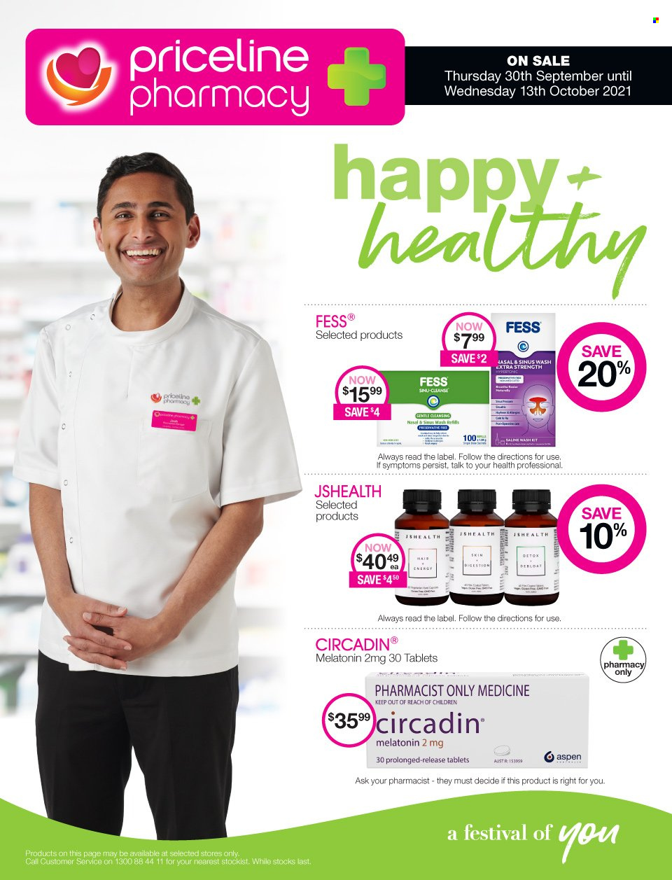 thumbnail - Priceline Pharmacy Catalogue - 30 Sep 2021 - 13 Oct 2021 - Sales products - Melatonin, JSHealth. Page 1.