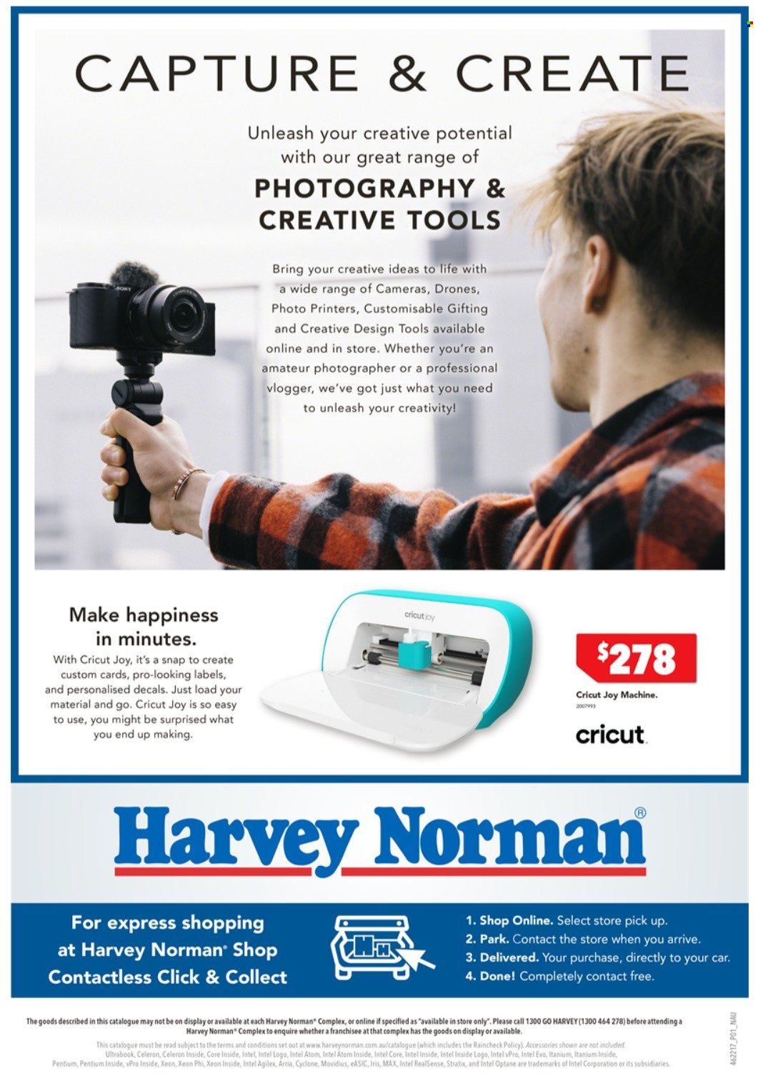thumbnail - Harvey Norman Catalogue - 8 Oct 2021 - 31 Oct 2021 - Sales products - Intel, drone, camera, printer. Page 1.