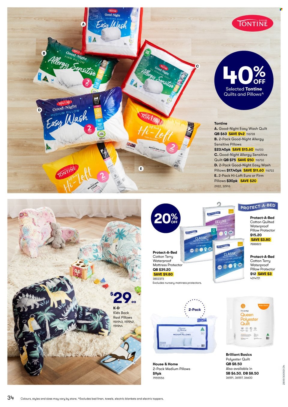 thumbnail - BIG W Catalogue - Sales products - bedding, blanket, linens, quilt, mattress protector, Protect-A-Bed, towel. Page 35.