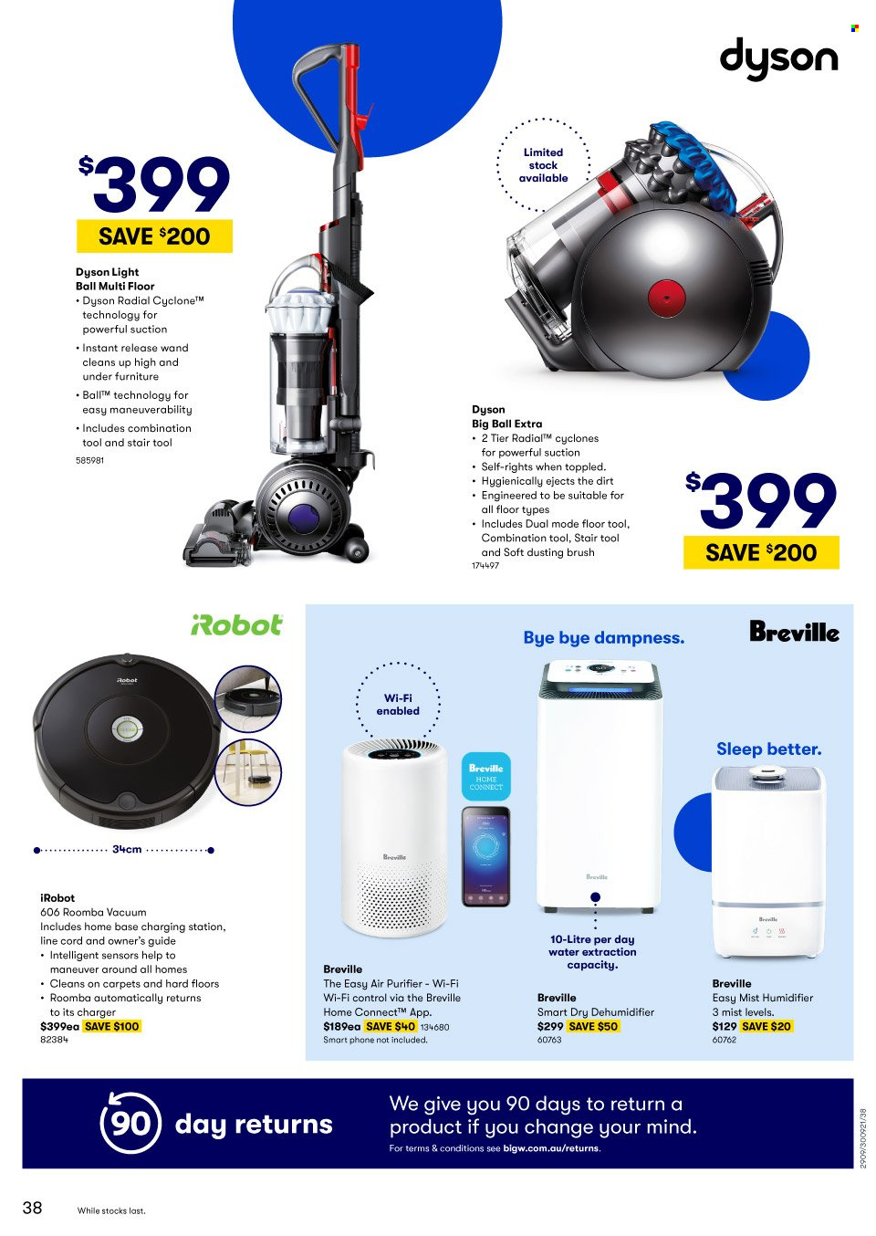 thumbnail - BIG W Catalogue - Sales products - phone, smartphone, air purifier, Dyson, Roomba, iRobot, humidifier, robot. Page 39.