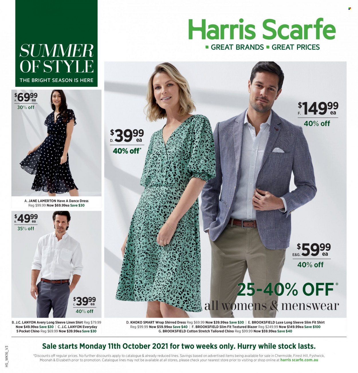 thumbnail - Harris Scarfe Catalogue - Sales products - Khoko, linens, dress, shirt, blazer. Page 1.