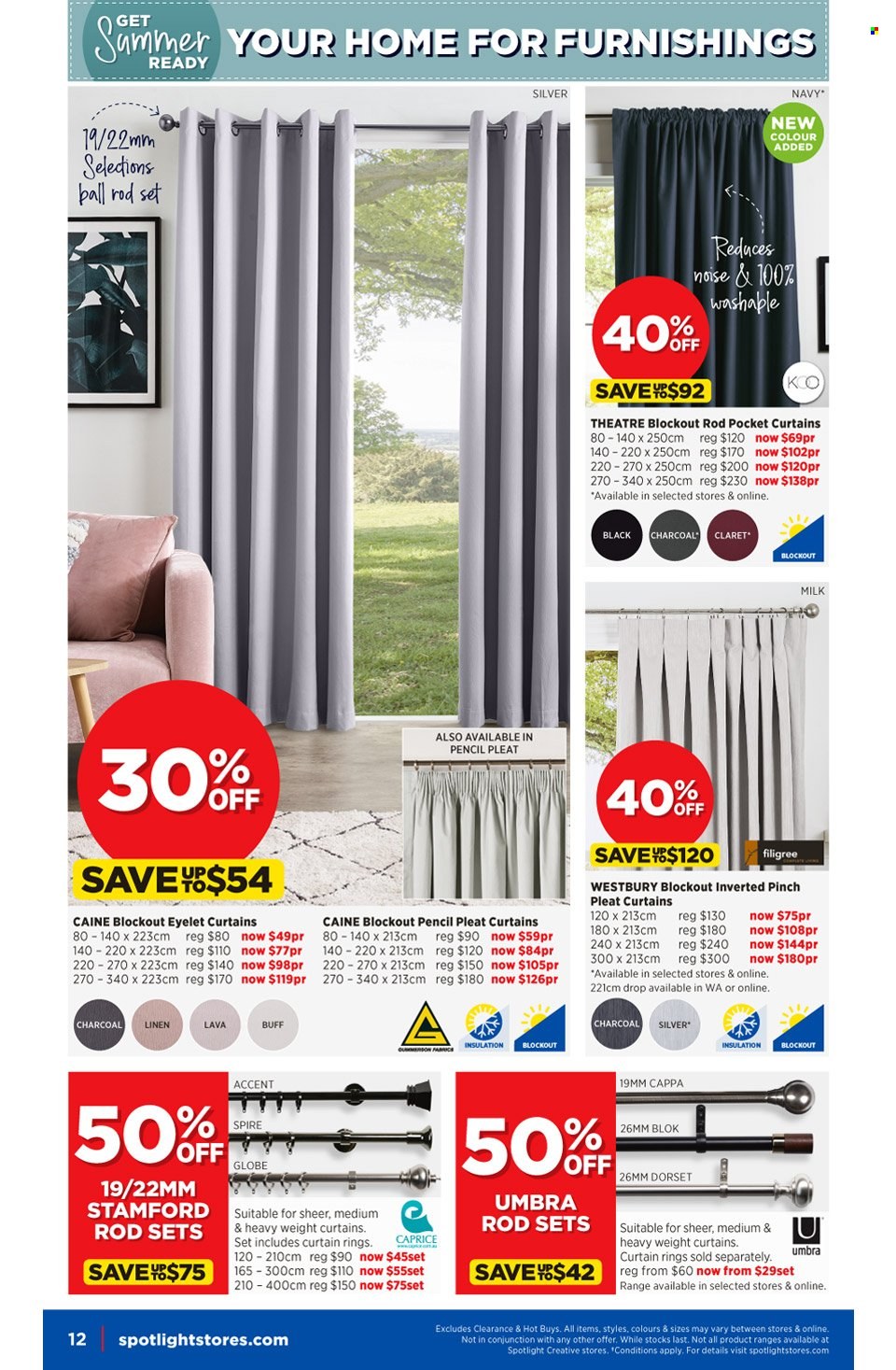thumbnail - Spotlight Catalogue - 13 Oct 2021 - 24 Oct 2021 - Sales products - pencil, linens, curtain. Page 12.
