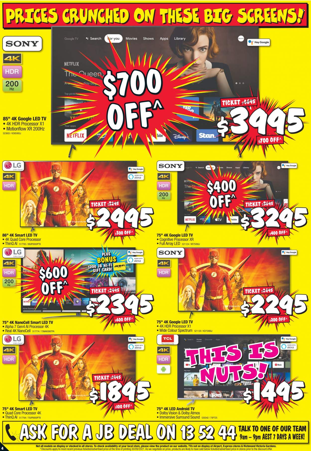 thumbnail - JB Hi-Fi Catalogue - 14 Oct 2021 - 18 Oct 2021 - Sales products - Android TV, LED TV, TV. Page 4.