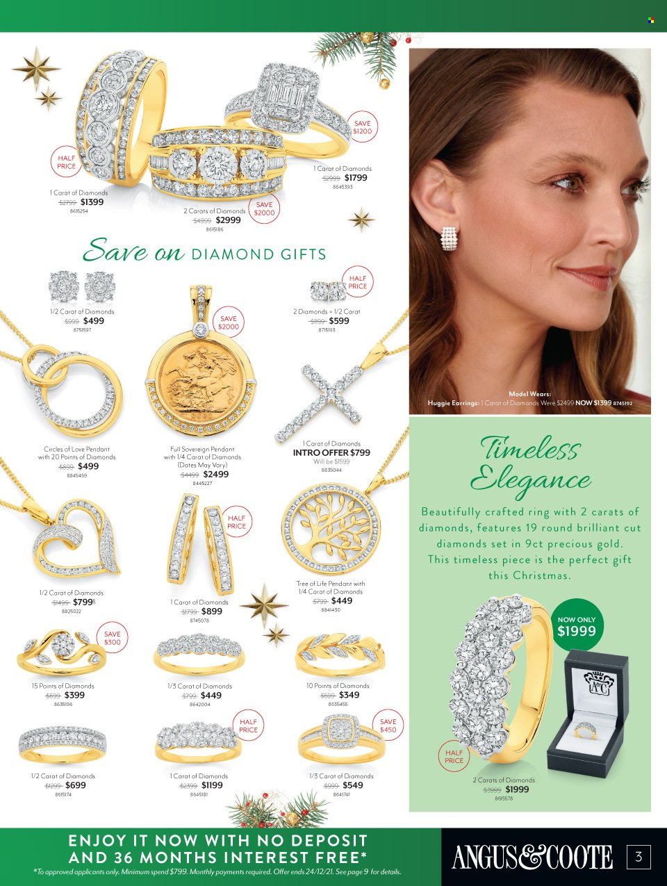 thumbnail - Angus & Coote Catalogue - 19 Oct 2021 - 24 Dec 2021 - Sales products - pendant, earrings. Page 3.