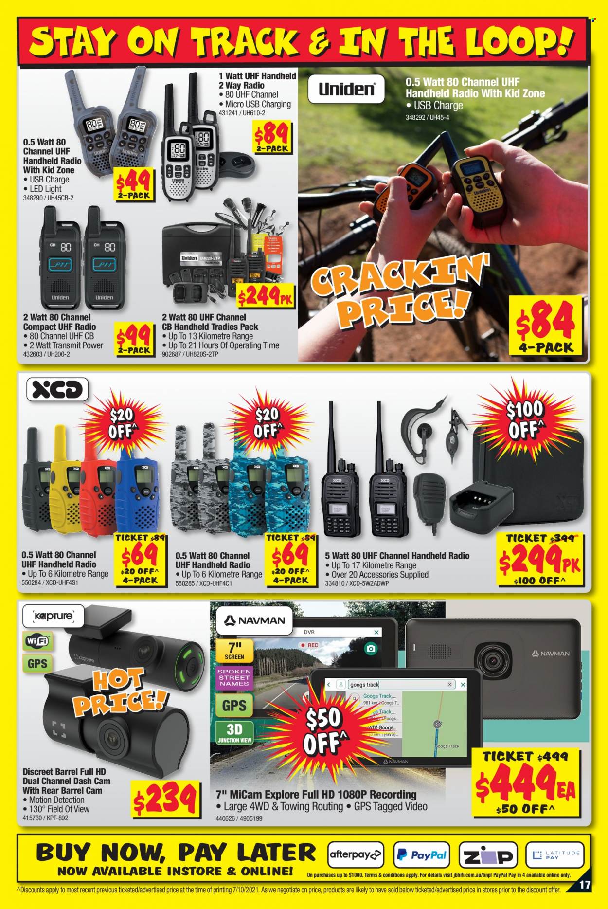 thumbnail - JB Hi-Fi Catalogue - 21 Oct 2021 - 3 Nov 2021 - Sales products - handheld radio, dashboard camera, LED light. Page 17.