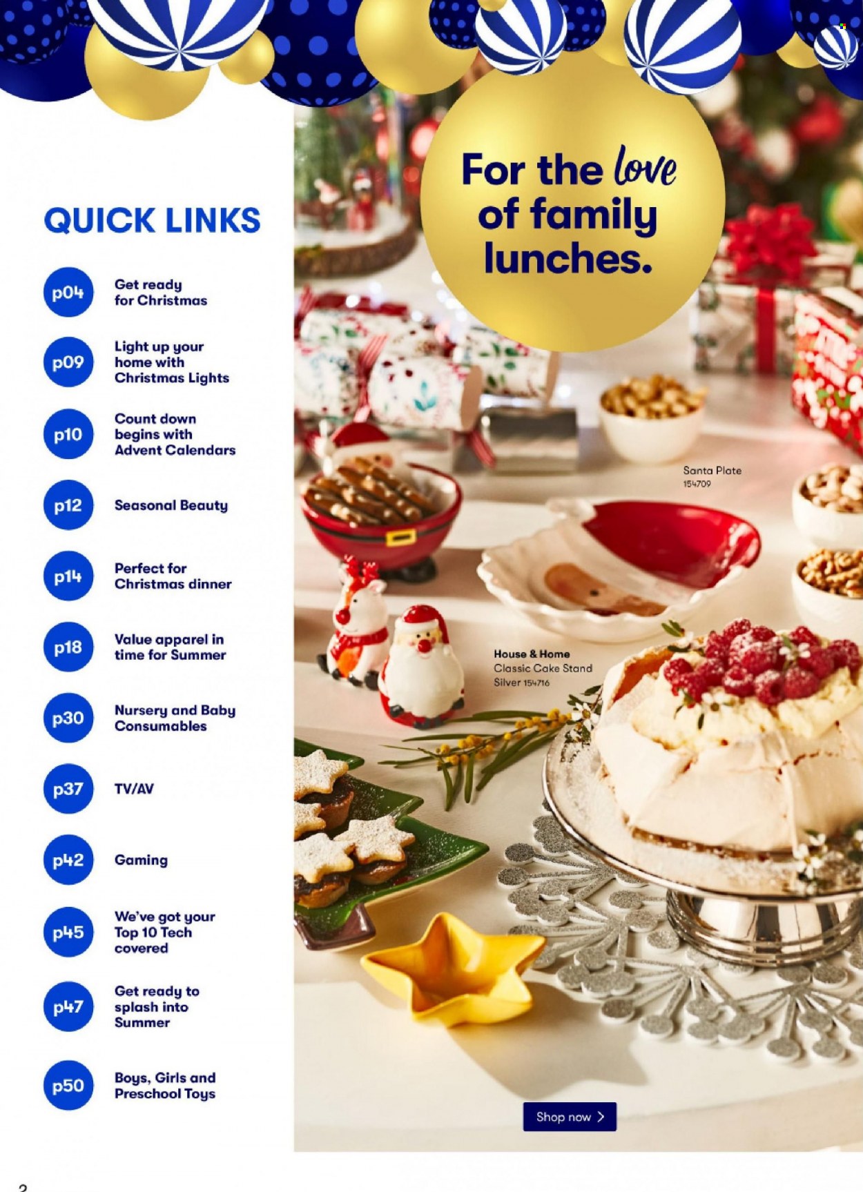 thumbnail - BIG W Catalogue - Sales products - Santa, cake stand, plate, TV, toys, christmas lights. Page 2.