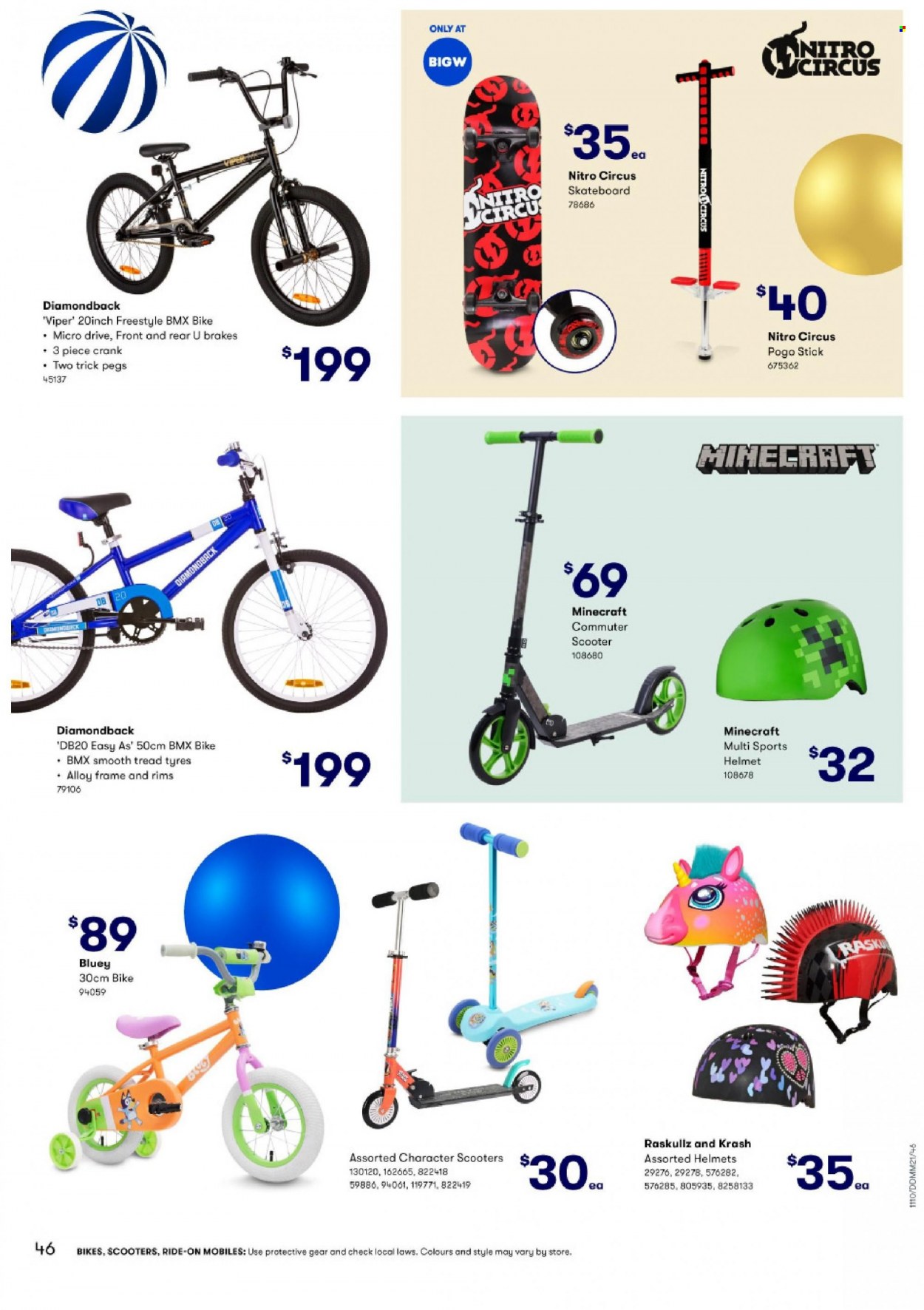 thumbnail - BIG W Catalogue - Sales products - Minecraft, helmet, skateboard, pogo stick, viper. Page 46.