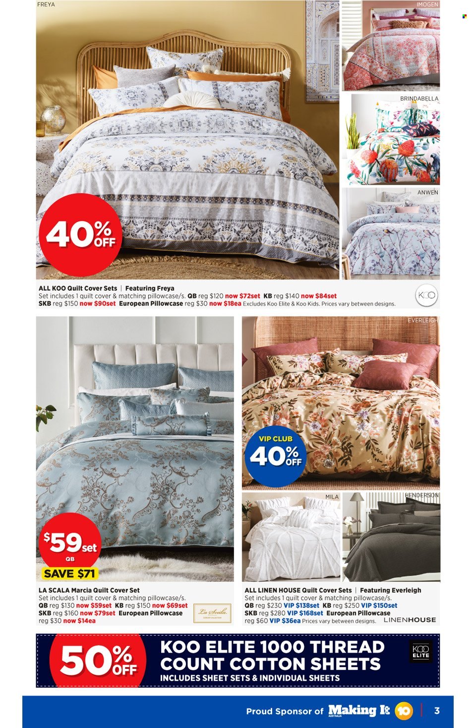 thumbnail - Spotlight Catalogue - 27 Oct 2021 - 7 Nov 2021 - Sales products - linens, pillowcase, quilt, quilt cover set. Page 3.