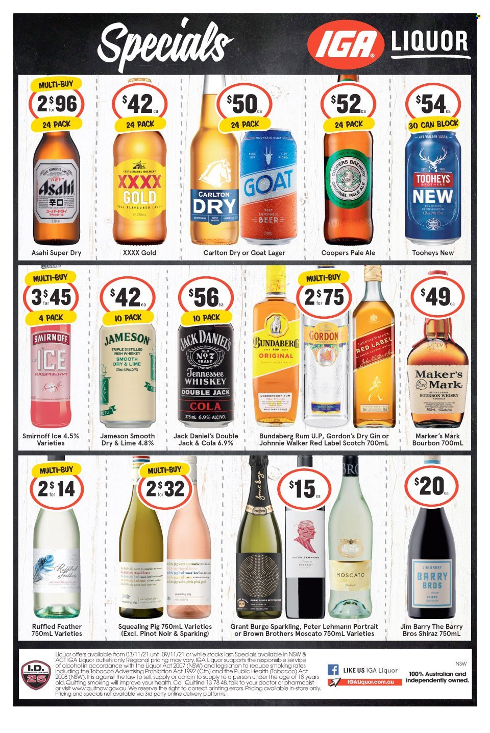 IGA LIQUOR catalogue - 3 Nov 2021 - 9 Nov 2021. Page 1