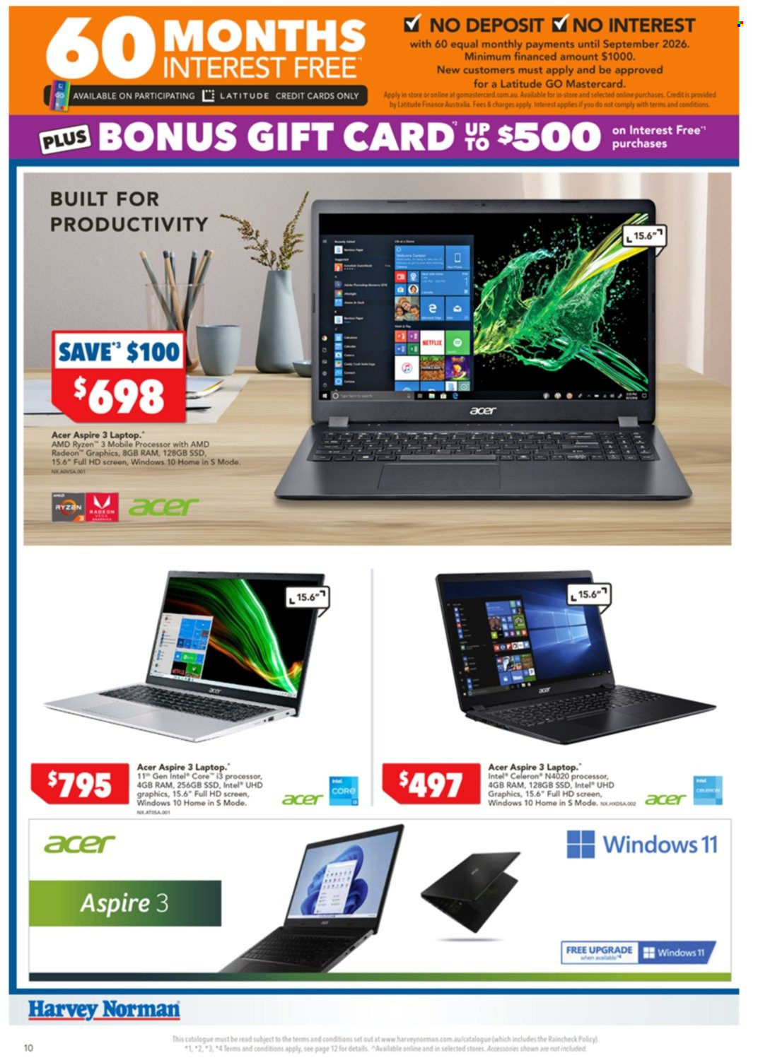 thumbnail - Harvey Norman Catalogue - 6 Nov 2021 - 8 Nov 2021 - Sales products - Intel, Acer, laptop, Radeon, AMD Radeon. Page 10.