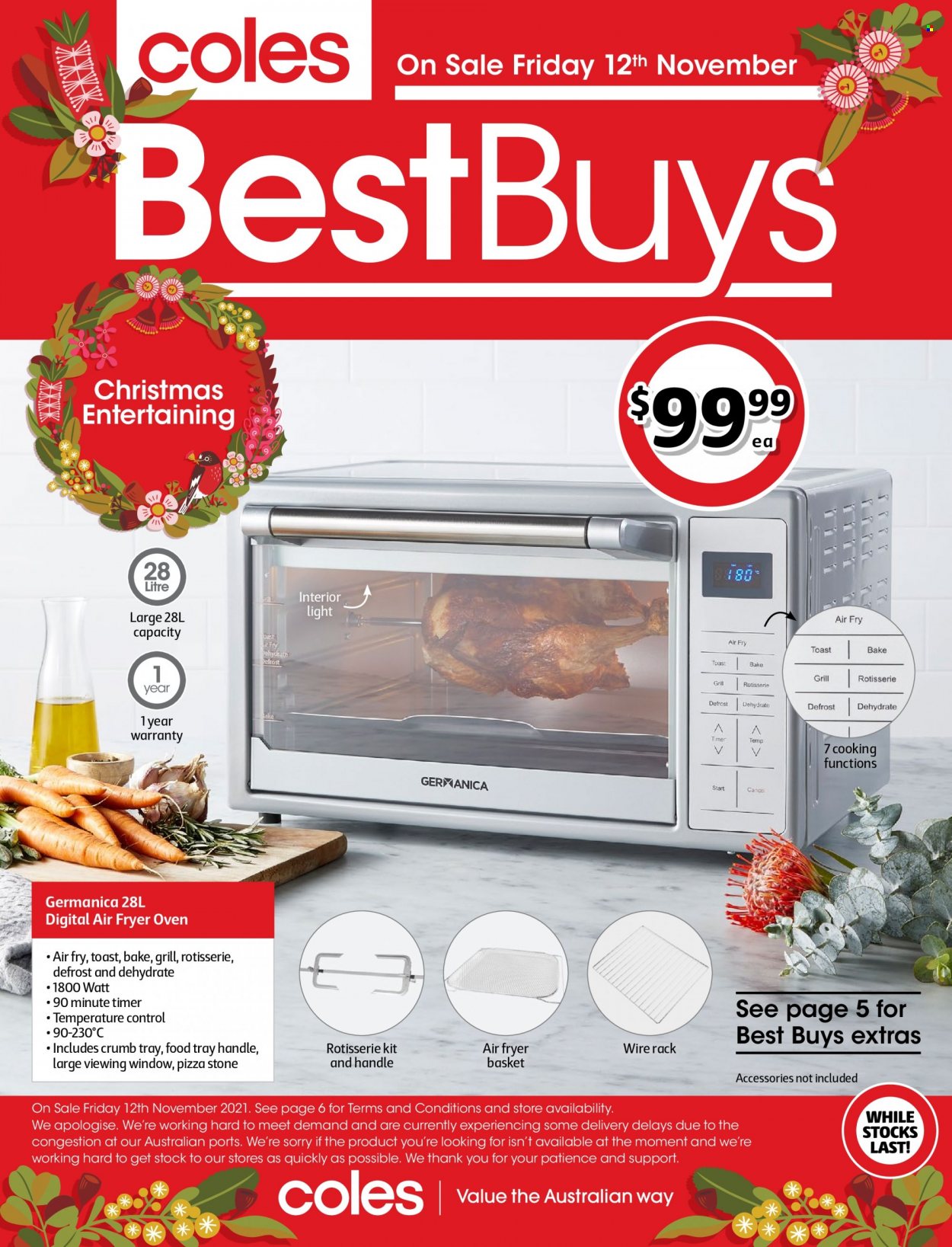 thumbnail - Coles Catalogue - 12 Nov 2021 - 18 Nov 2021 - Sales products - pizza, grill. Page 1.