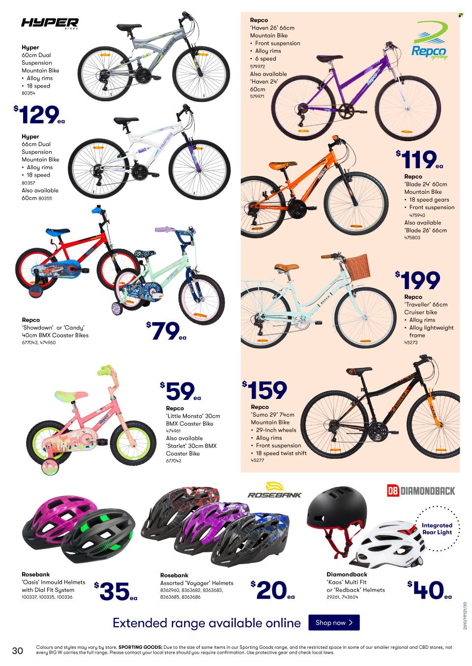 thumbnail - BIG W Catalogue - Sales products - Dial, mountain bike, cruiser. Page 30.