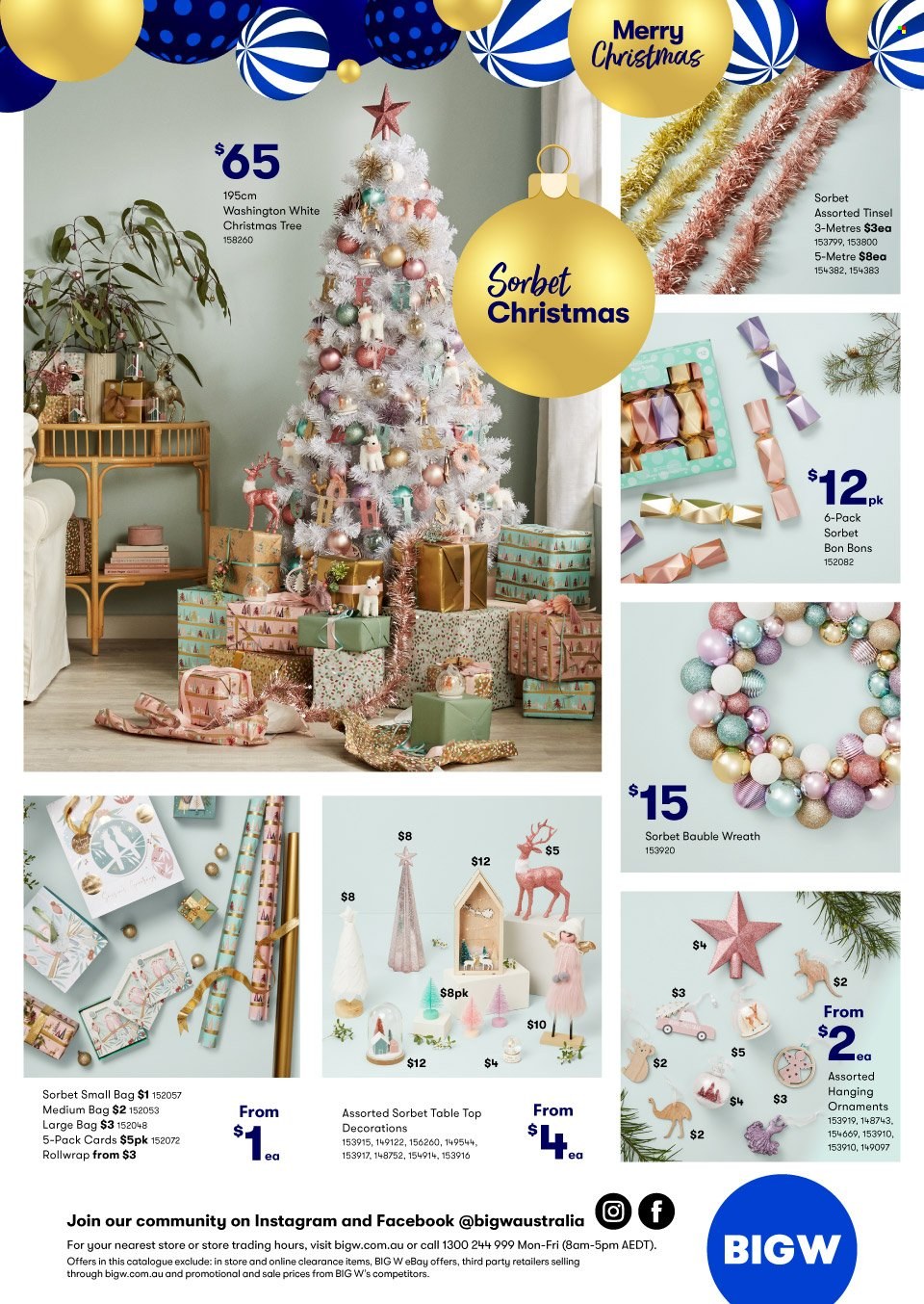 thumbnail - BIG W Catalogue - Sales products - bag, bauble, table, wreath, christmas tree. Page 64.