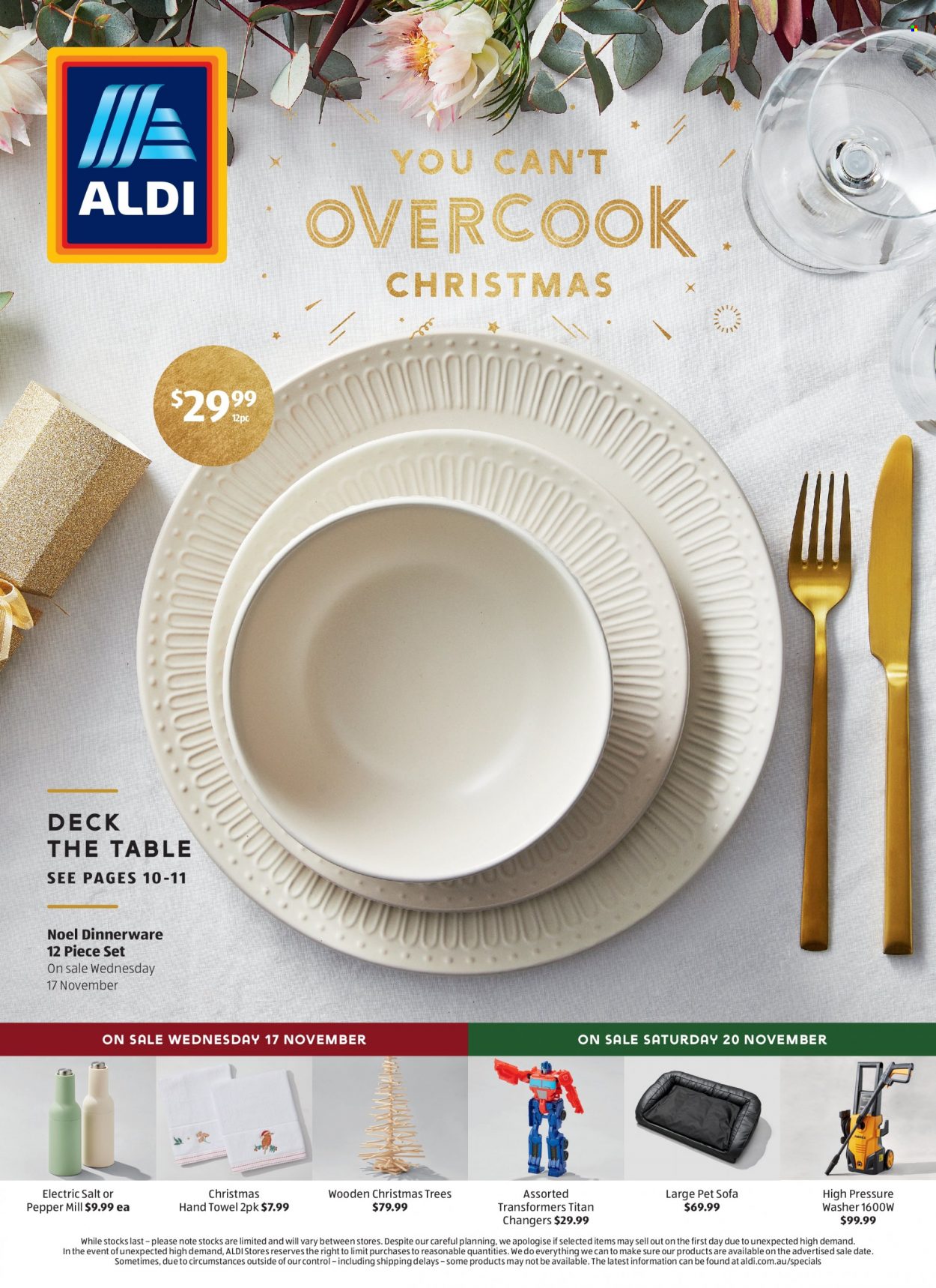 thumbnail - ALDI Catalogue - 17 Nov 2021 - 23 Nov 2021 - Sales products - salt, dinnerware set, towel, hand towel, christmas tree, pressure washer. Page 1.