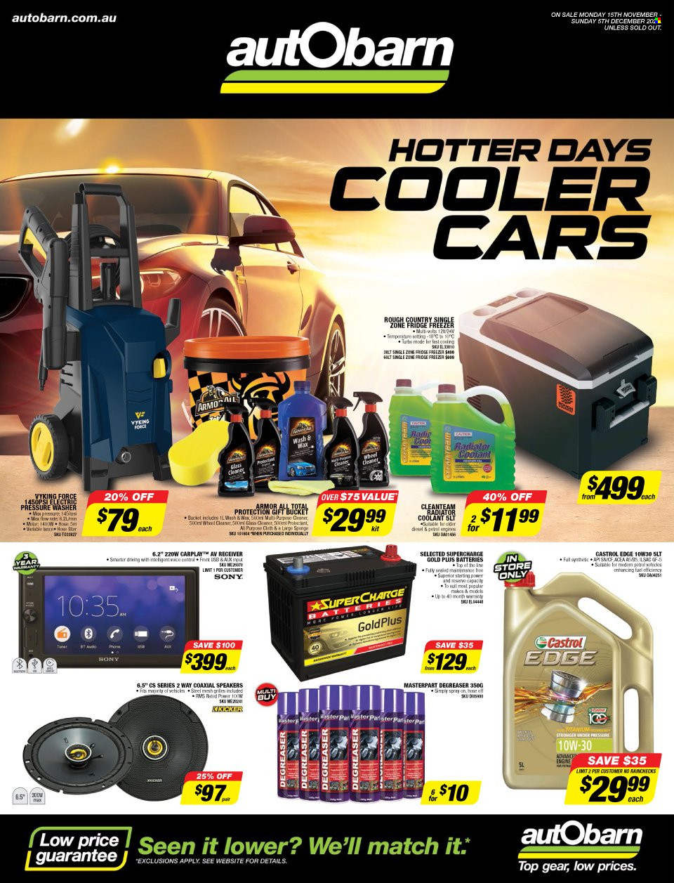 thumbnail - Autobarn Catalogue - 15 Nov 2021 - 5 Dec 2021 - Sales products - Armor All, battery, degreaser, Castrol. Page 1.