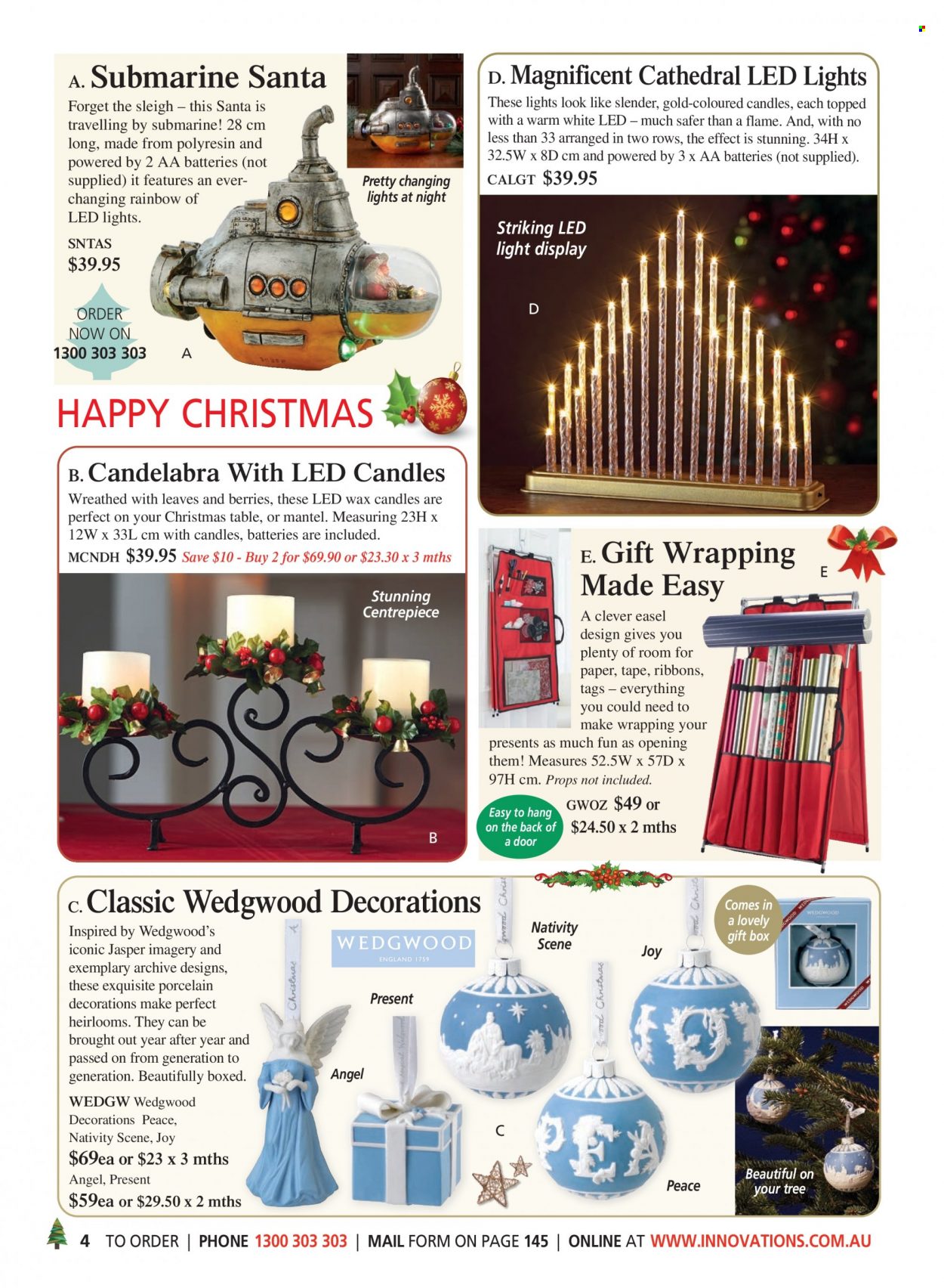 thumbnail - Innovations Catalogue - Sales products - paper, gift wrap, gift box, easel, candle, ribbon, LED light. Page 4.