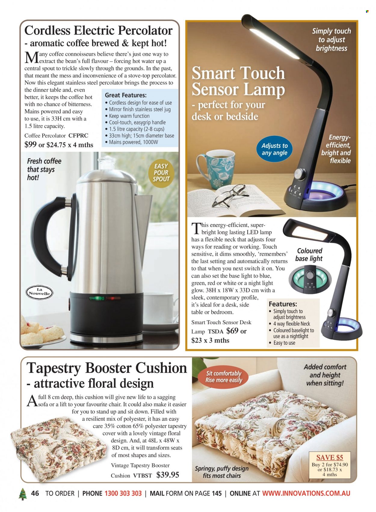 thumbnail - Innovations Catalogue - Sales products - cup, cushion, tapestry, lamp. Page 46.