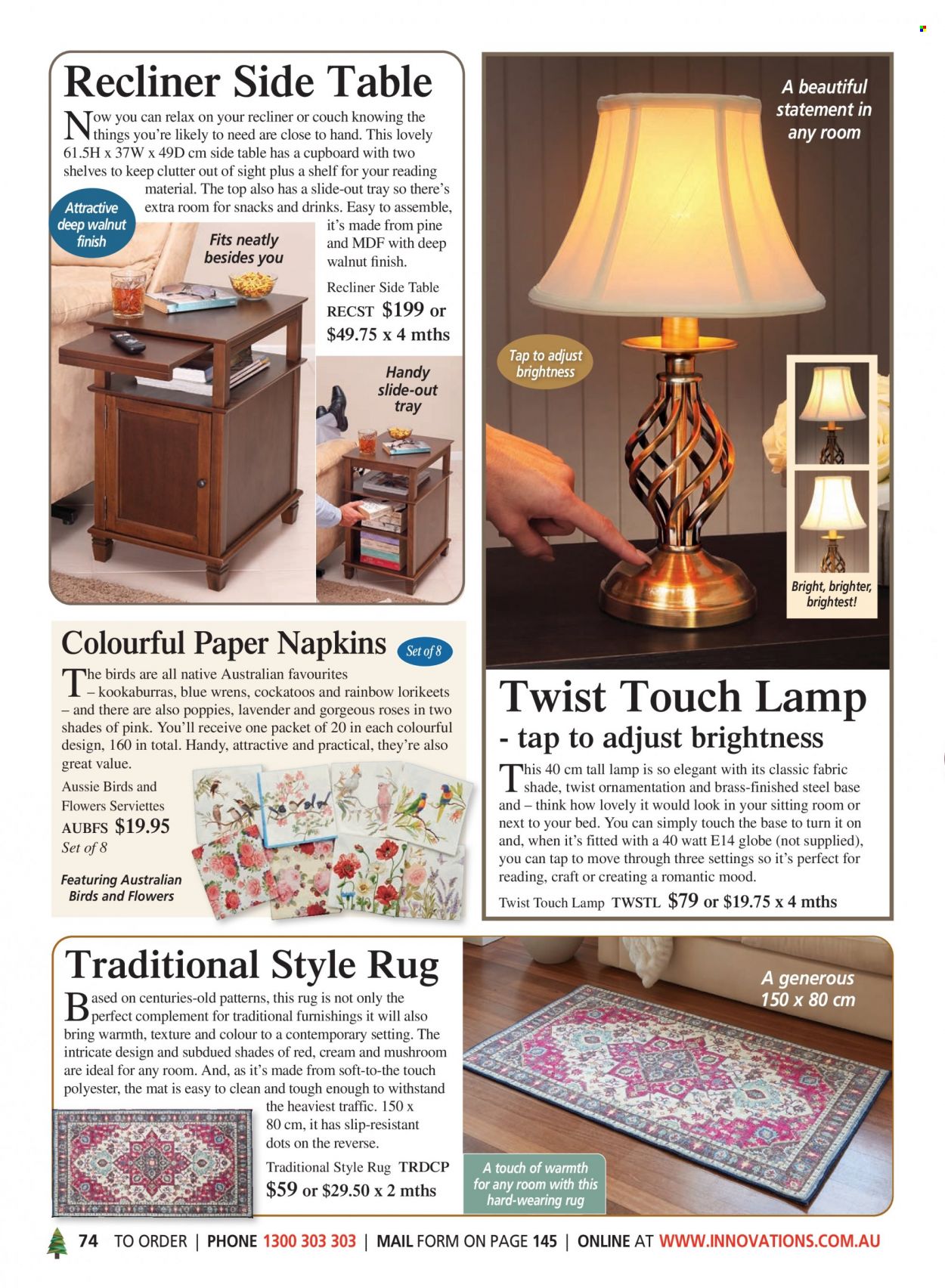 thumbnail - Innovations Catalogue - Sales products - tray, paper, napkins, lamp. Page 74.