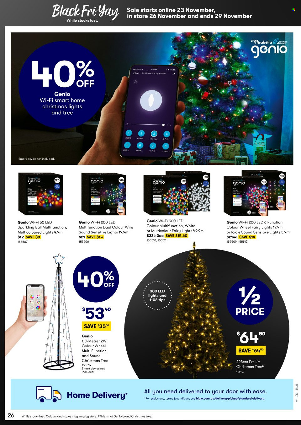 thumbnail - BIG W Catalogue - 23 Nov 2021 - 29 Nov 2021 - Sales products - christmas tree, LED light, christmas lights. Page 26.