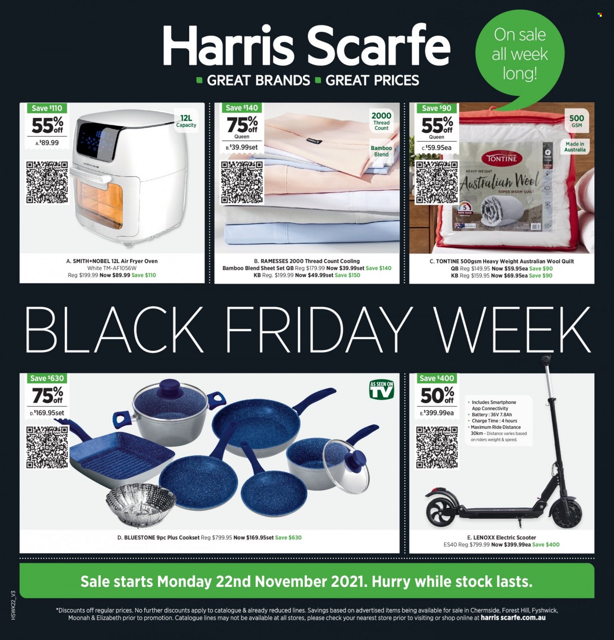thumbnail - Harris Scarfe Catalogue - Sales products - Smith+Nobel, battery, quilt, wool quilt, oven. Page 1.