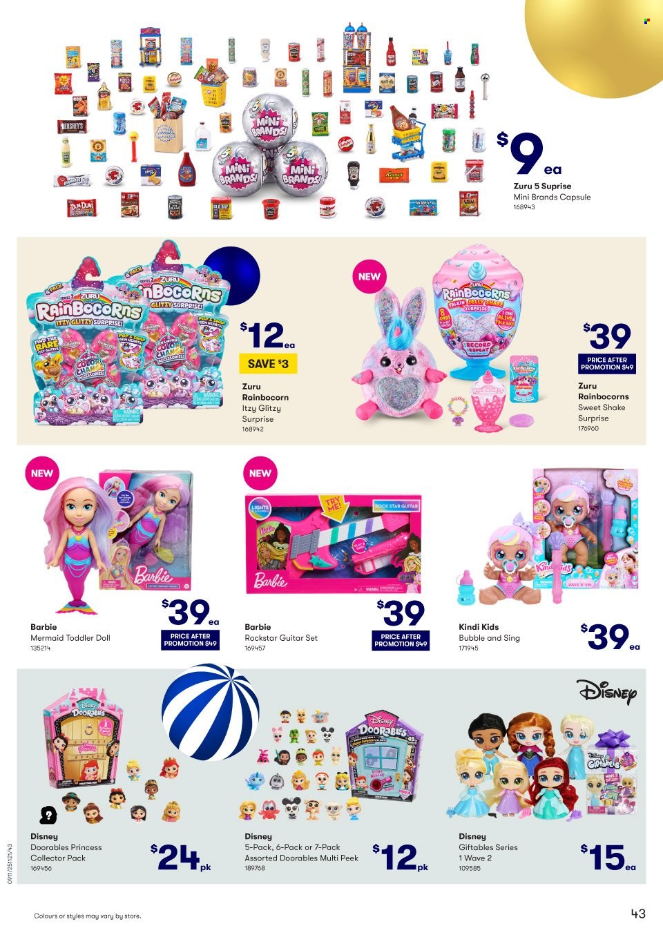 thumbnail - BIG W Catalogue - Sales products - Hershey's, Disney, WAVE, Barbie, guitar, doll, Zuru, princess. Page 43.