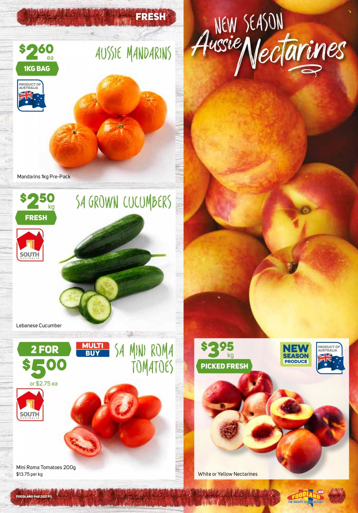 thumbnail - Foodland Catalogue - 24 Nov 2021 - 30 Nov 2021 - Sales products - tomatoes, mandarines, nectarines, Aussie. Page 3.