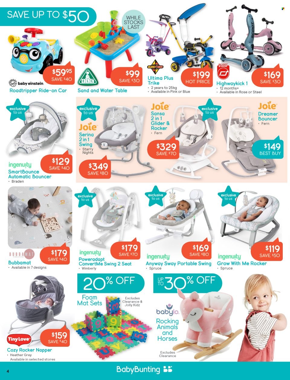 thumbnail - Baby Bunting Catalogue - 12 Nov 2021 - 5 Dec 2021 - Sales products - table, Tiny Love, Joie, Ingenuity, Baby Einstein. Page 4.