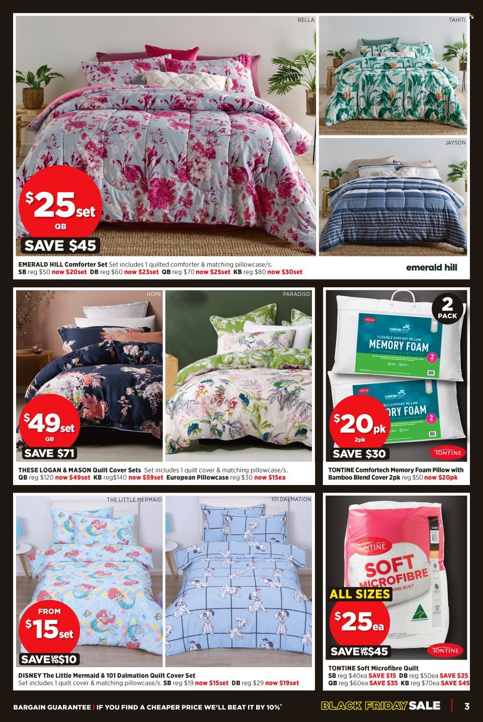 thumbnail - Spotlight Catalogue - 25 Nov 2021 - 30 Nov 2021 - Sales products - Disney, comforter, pillow, pillowcase, quilt, foam pillow, quilt cover set. Page 3.